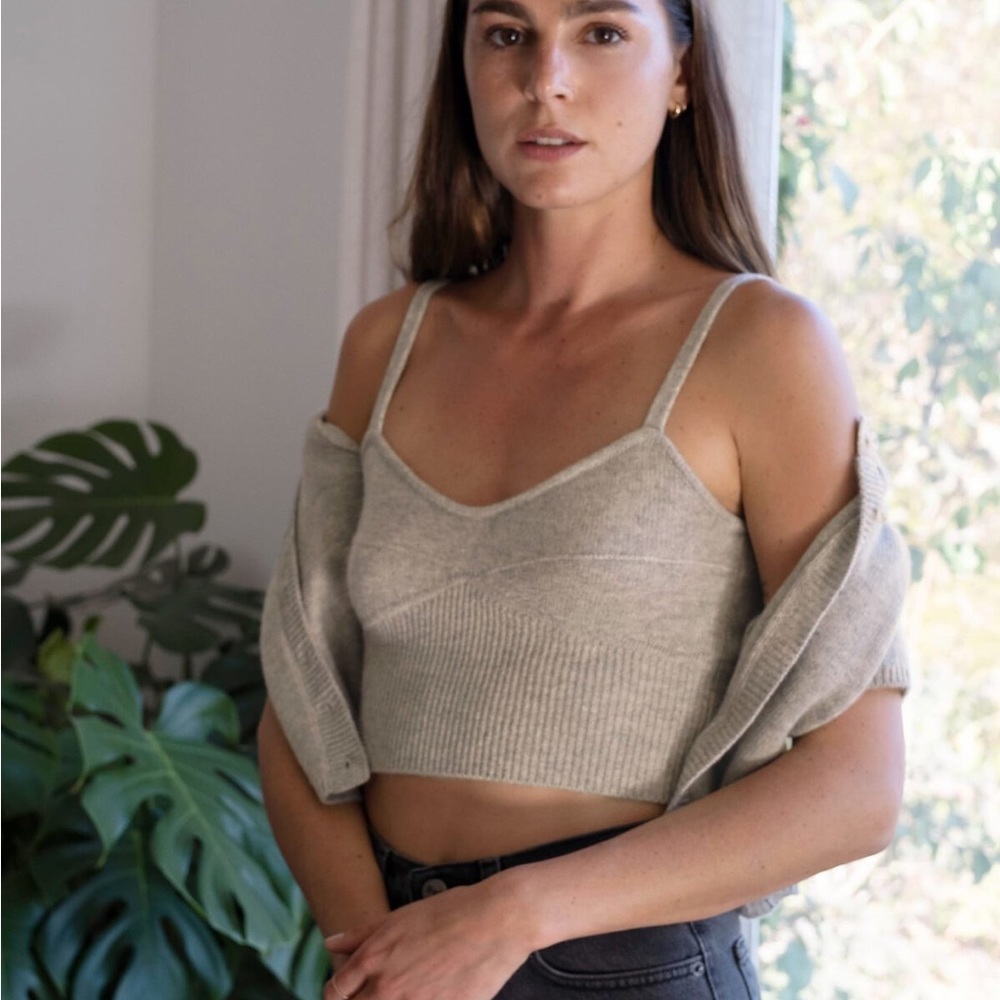 Reformation Gisela cashmere tank cardigan set